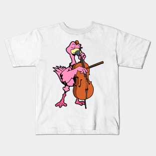 Comic Flamingo spielt Cello Kids T-Shirt